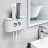 Ecoco 吸壁式牙膏牙刷置物架 | 自動擠牙膏器 - 藍色