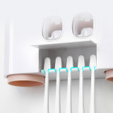 Ecoco 吸壁式牙膏牙刷置物架 | 自動擠牙膏器 - 粉紅色