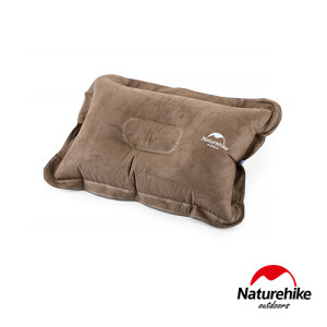 Naturehike 輕量便攜折疊式麂皮絨充氣枕頭 (NH15A001-L) | 露營充氣枕 - 棕色