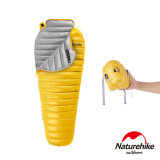 NatureHike CW300白鵝絨木乃伊睡袋 (NH18S300-D) | 適用溫度4℃〜9℃ | 戶外冬季便攜鵝絨單人旅行睡袋 - 黃色