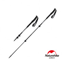 Naturehike ST03長手把鋁合金三節外鎖行山杖 (NH17D017-D) | 附杖尖保護套登山杖 - 黑色