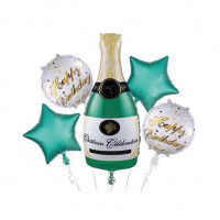 五件套裝生日派對香檳鋁膜氣球 - 綠色