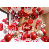 天作之合婚慶婚房裝飾氣球組合套裝 | 10寸石榴紅乳膠氣球新房臥室佈置