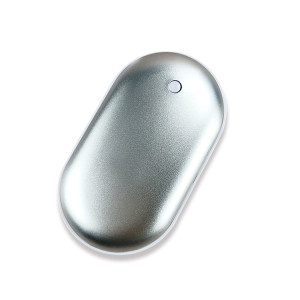 幸運鵝卵石隨身暖蛋 | 5200mAh 多功能移動電源暖手寶 - 銀色