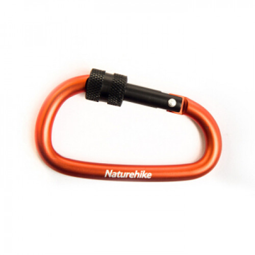 NatureHike 6cm D型帶鎖鋁合金登山扣 (NH15A005-H) | 多功能安全扣掛鉤快掛鑰匙扣 - 橙色