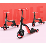 Nadle 三合一兒童滑板車 - 紅色 | 超大PU輪平衡車 腳踏車