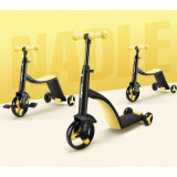 Nadle 三合一兒童滑板車 - 黃色 | 超大PU輪平衡車 腳踏車