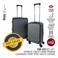 Samel FGD433 20寸+24寸 兩件套PC高級可擴展前開行李箱套裝 - 綠色 Samel FGD433 20寸+24寸 兩件套PC高級可擴展前開行李箱套裝 - 綠色