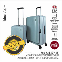 Samel FGD433 20寸+28寸 PC高級可擴展前開行李箱套裝 - 藍色 Samel FGD433 20寸+28寸 PC高級可擴展前開行李箱套裝 - 藍色