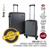 Samel FGD433 20寸+28寸 PC高級可擴展前開行李箱套裝 - 黑色 Samel FGD433 20寸+28寸 PC高級可擴展前開行李箱套裝 - 黑色