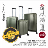 Samel FGD433 20寸+24寸+28寸 三件套PC高級可擴展前開行李箱套裝 - 綠色