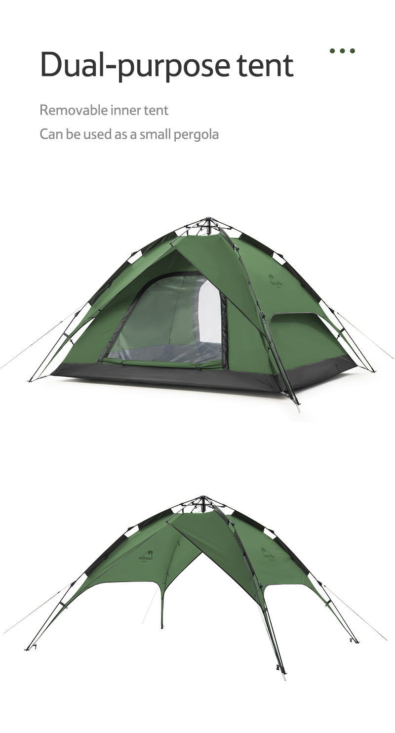 Naturehike 戶外雙層自動速開帳篷 (NH21ZP008) - 綠色 | 防水通風 - 三人款綠色 產品介紹圖