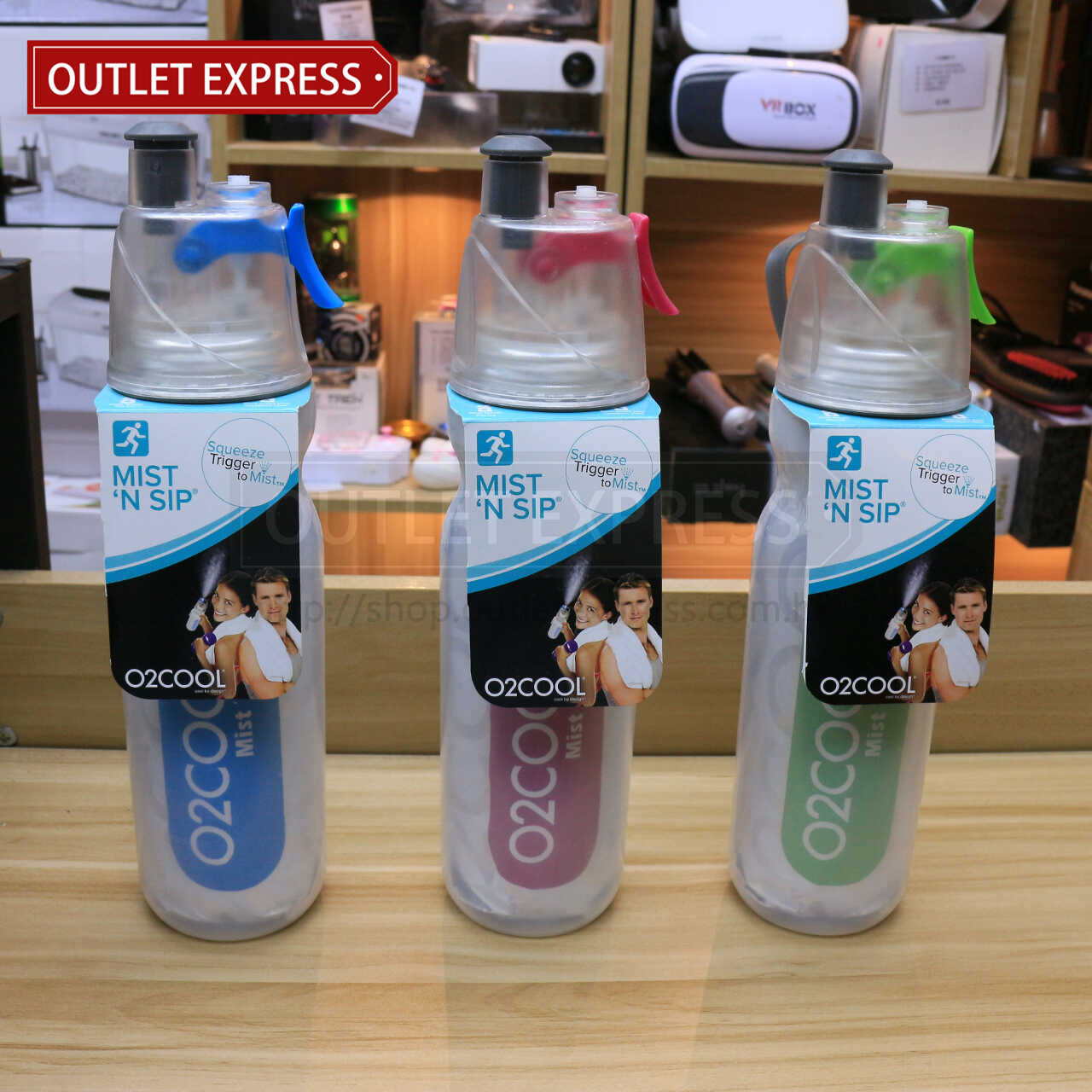 美國 O2COOL 20OZ運動保冷噴霧水樽三色正面圖片 - Outlet Express HK生活百貨城實拍相片