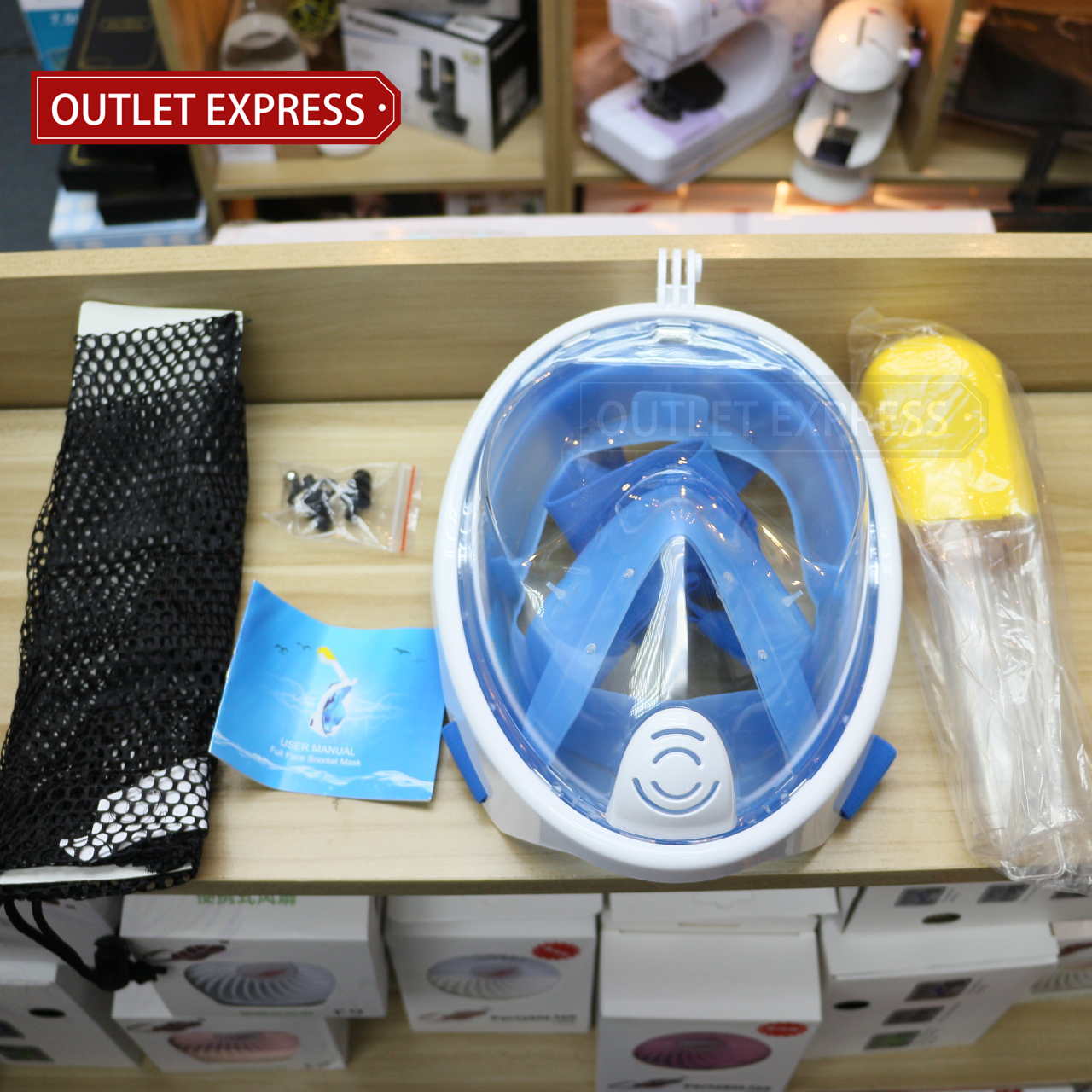 DRY DOP 全乾式浮潛潛水面罩 連配件- Outlet Express HK生活百貨城實拍相片